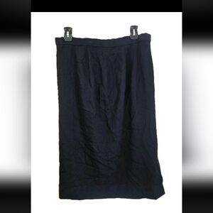 Vintage Donna Karan Essentials Navy Wool Skirt Bergdorf Goodman Made in Italy.
